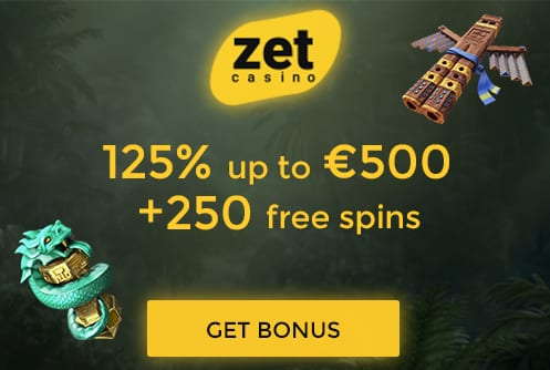 Zet Casino 125%/$500 + 250 Free Spins Bonus