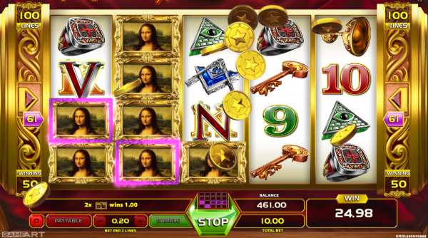 Play the Da Vinci Codex jackpot developed by GameArt