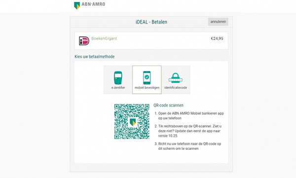 An example of a payment done via iDeal