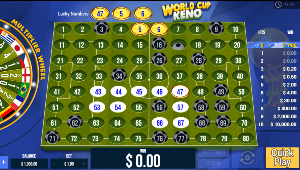 Keno enthusiasts are welcomed to play World Cup Keno, available in any PariPlay casino