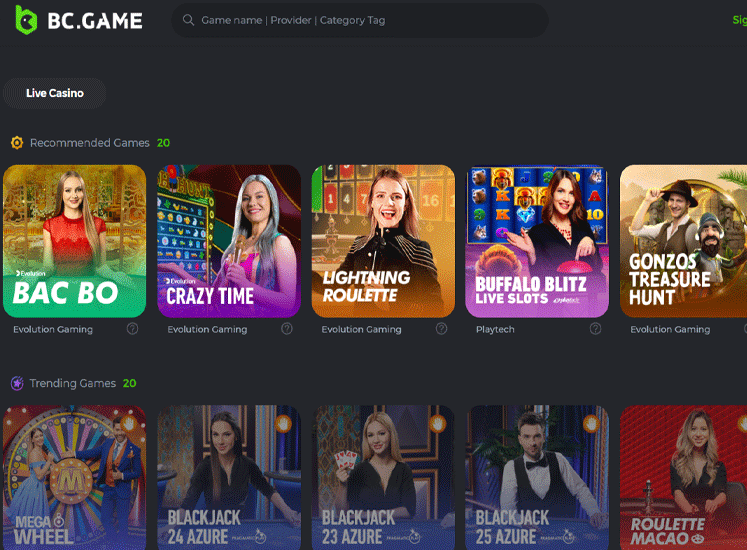 BC.Game Casino Live Games