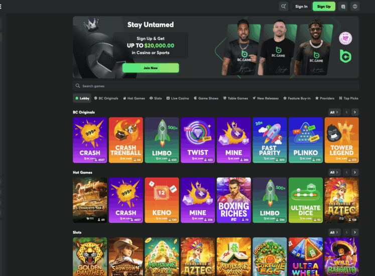 BC Game Casino Page