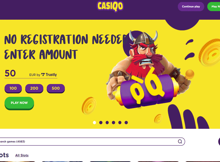 CasiQo Casino Home Screen