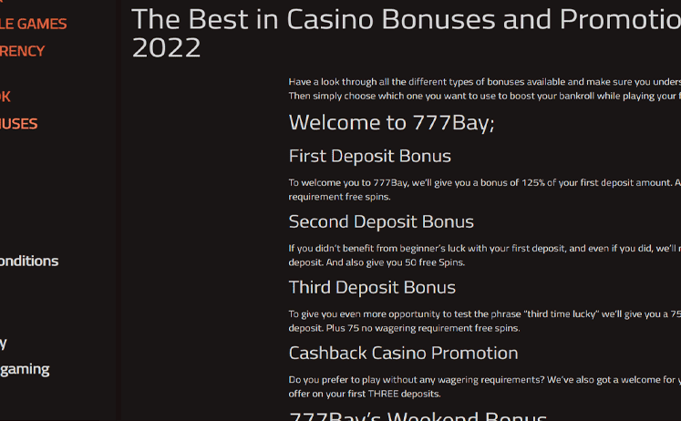 777Bay Casino Bonuses