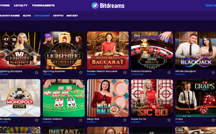 Bitdreams Casino Live Casino