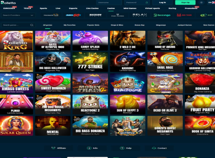 Rolletto Casino Slots Section