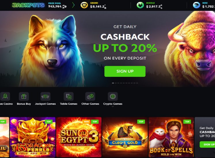 Neospin Casino Home Page Screen
