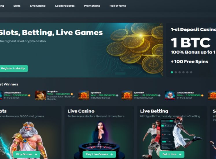 Vave Casino Home Page Screen