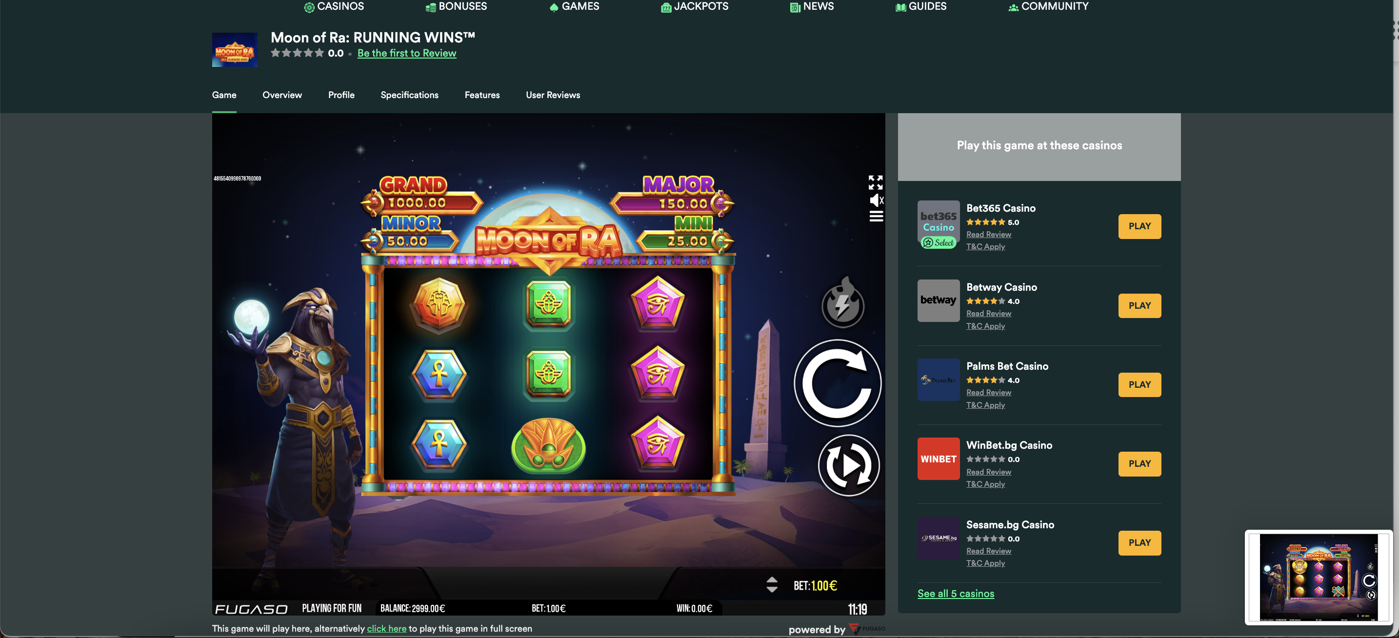 Moon of Ra: Running Wins™ slot review
