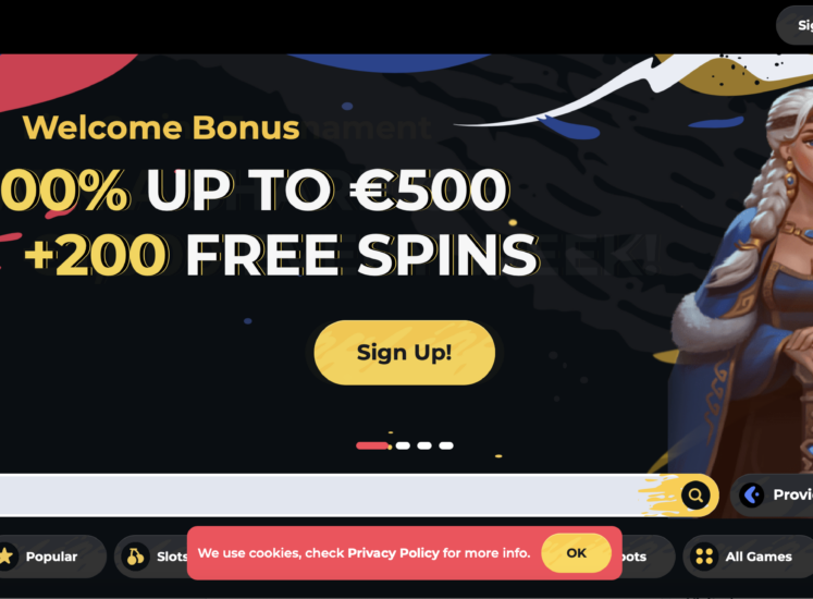 Boomerang Casino Home Page Screen