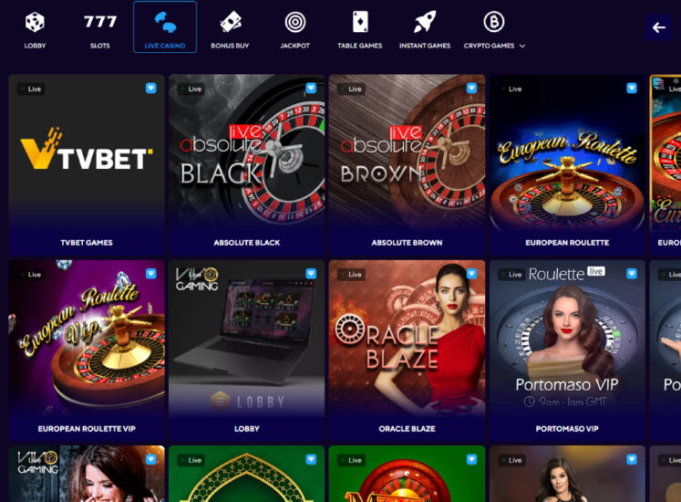 Dazard Casino Live Games Section