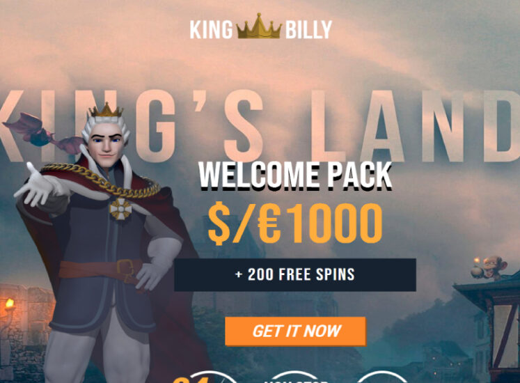 King Billy Casino Home Page Screen