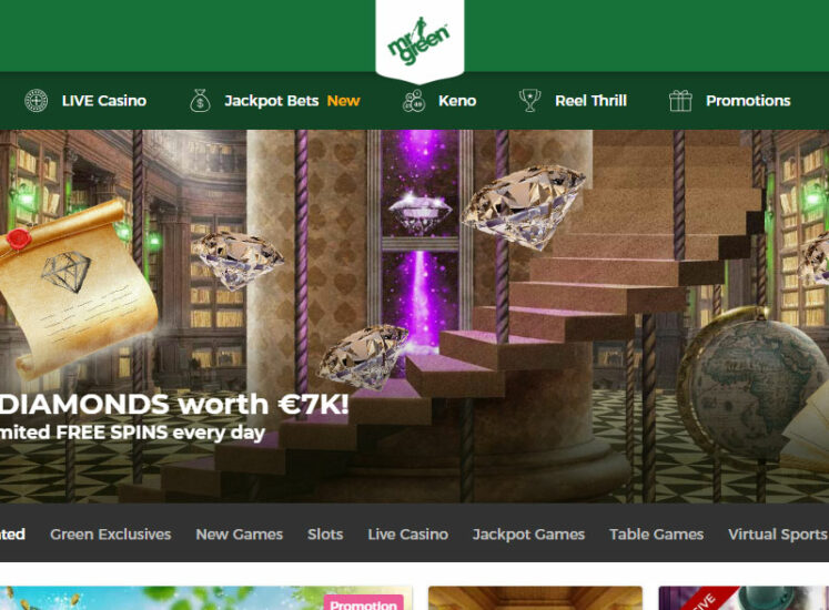 Mr. Green Casino Home Page Screen