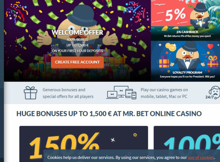 Mr.Bet Casino Bonuses Section