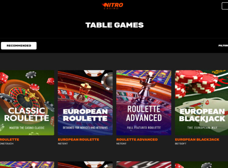 Nitro Casino Live Casino Games