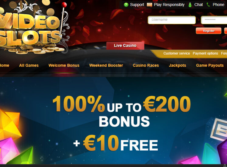 Videoslots Casino Home Page Screen