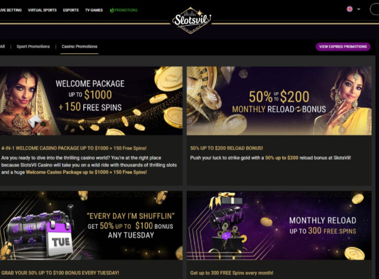 SlotsVil Casino Bonuses Section