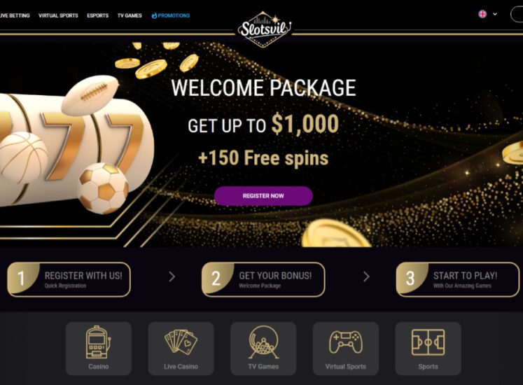 SlotsVil Casino Home Page Screen