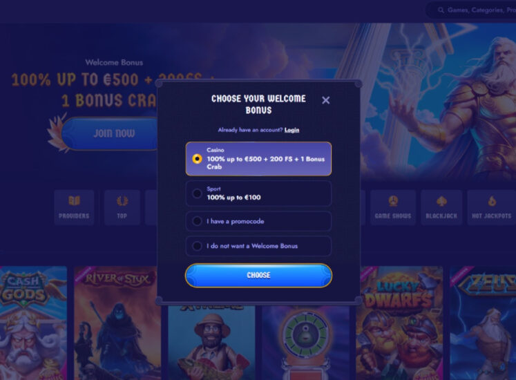 ZeusWin Casino Registration Screen