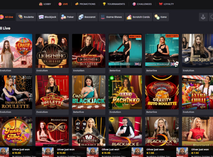 Asino Casino Live Casino Games Section