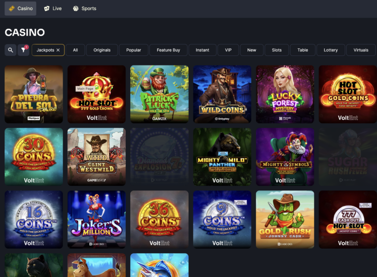 KokoBet Casino Games Section