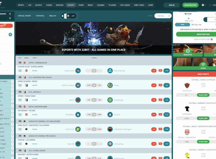 22Bet eSports Page