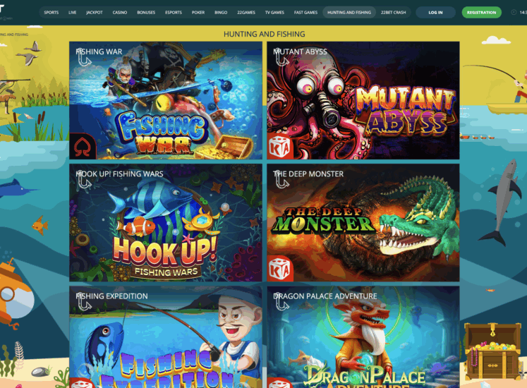 22Bet Hunting Page