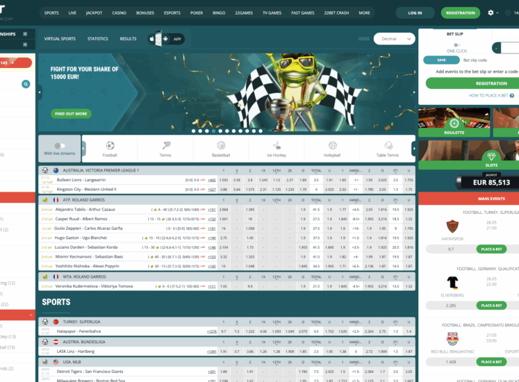 22Bet Sports Page