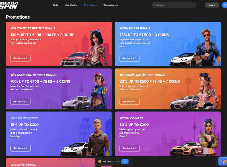 Need For Spin Promotions Page
