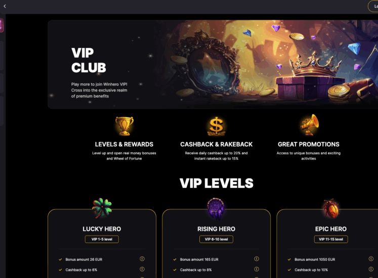 Winhero VIP Page