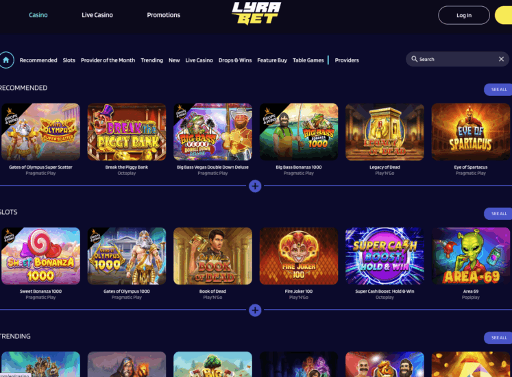 LyraBet Casino Page