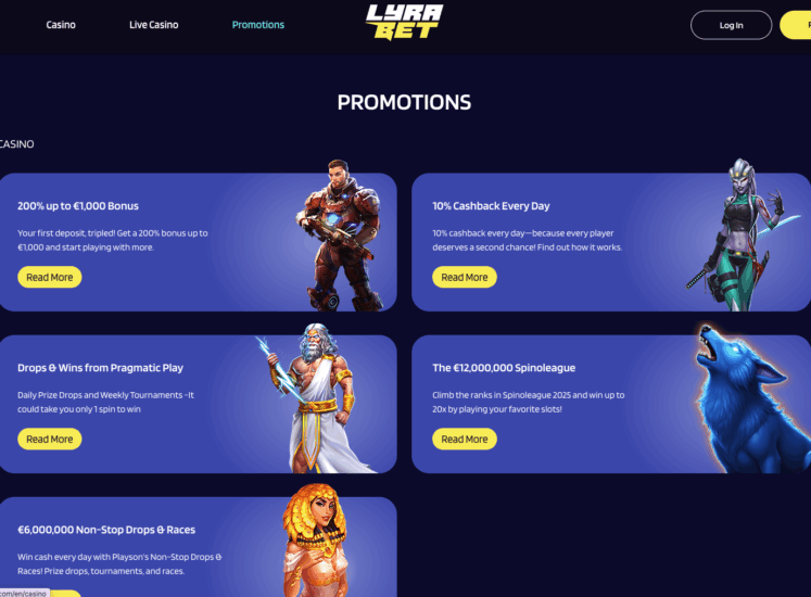 LyraBet Promotions Page