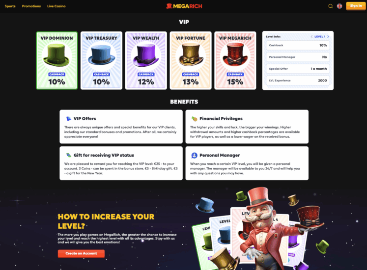 MegaRich VIP Page