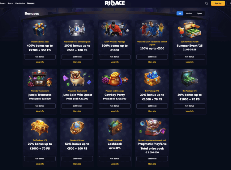 RioAce Bonus Page