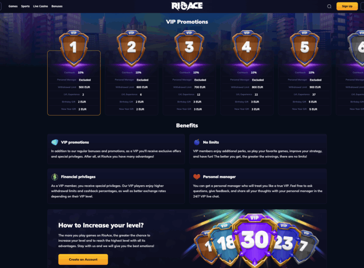 RioAce VIP Page