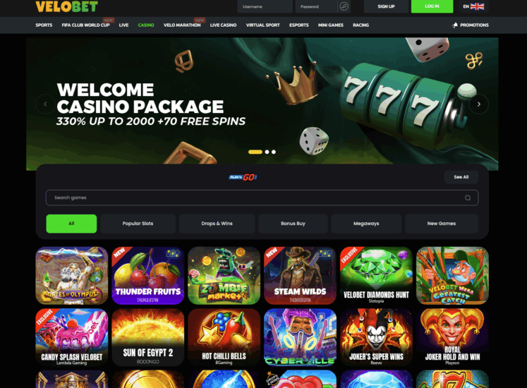 Velobet Casino Page