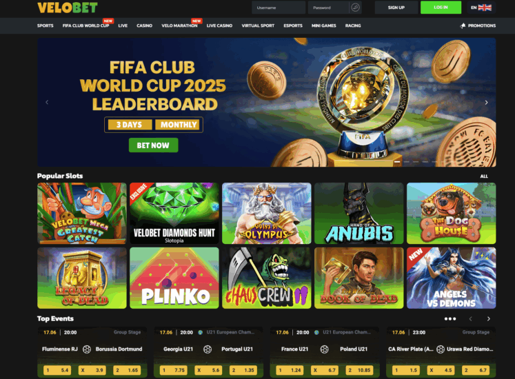 Velobet Home Page