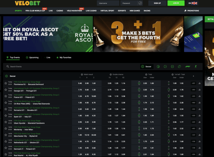 Velobet Sports Page