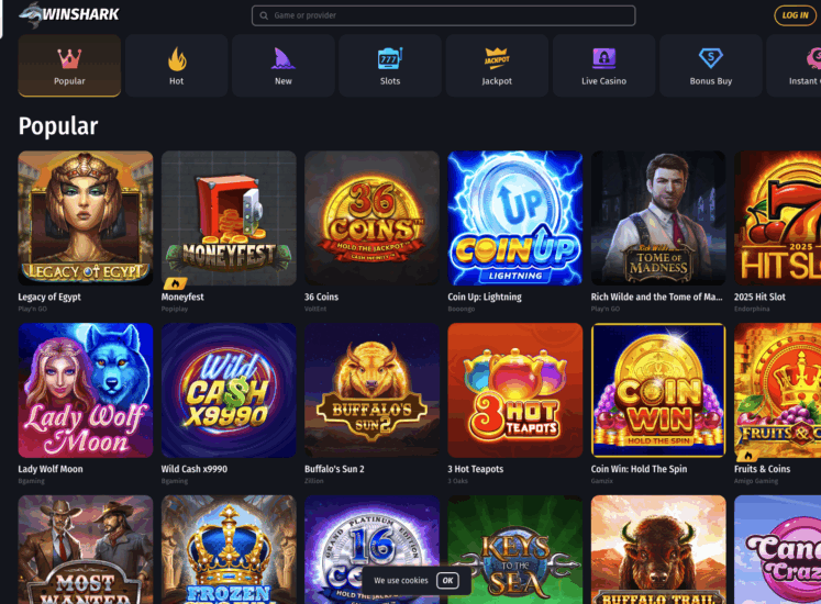 WinShark Casino Page