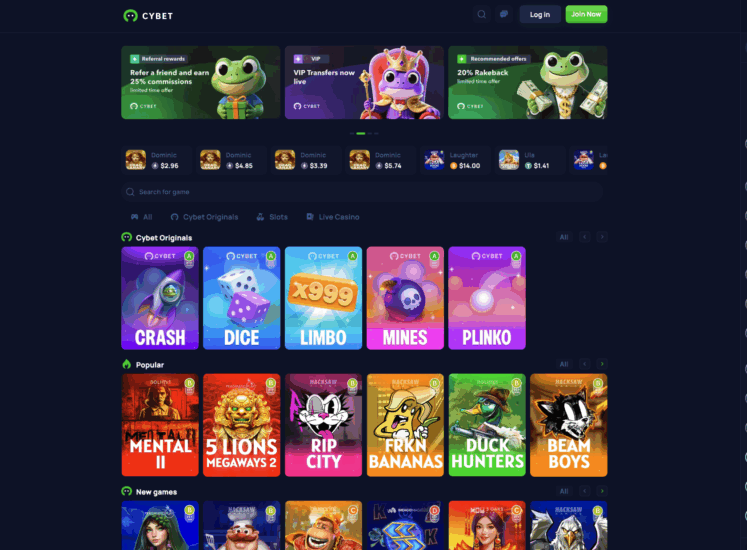 Cybet Casino Home Page