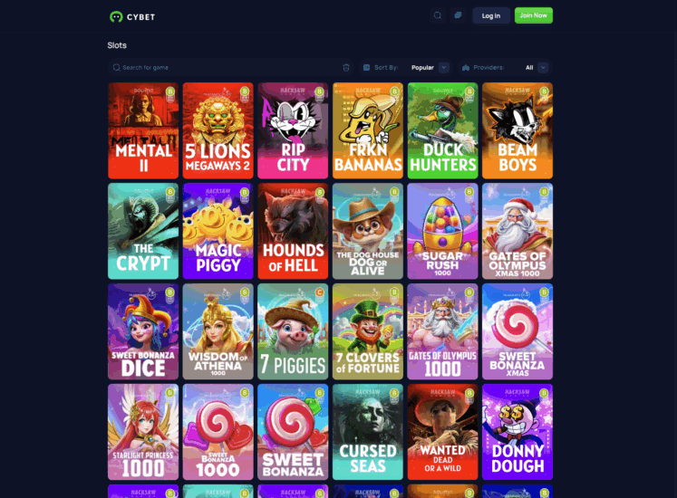 Cybet Casino Slots Page