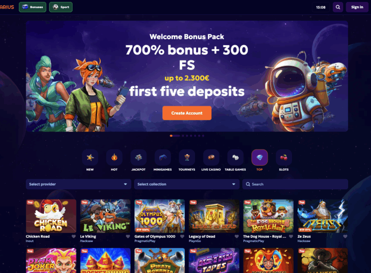 Winarius Casino Page