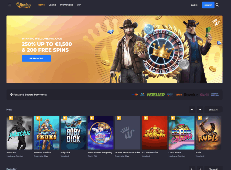 Winning.io Home Page