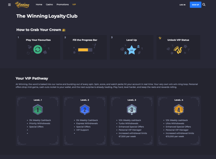 Winning.io VIP Page