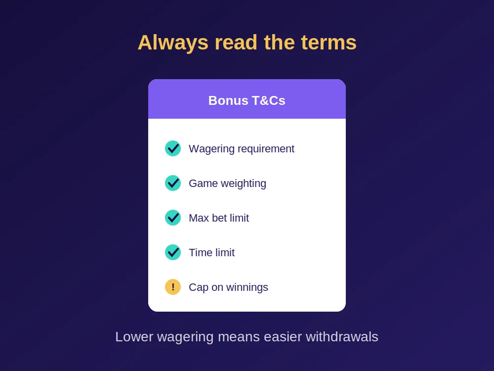 Exclusive casino bonus terms and conditions checklist
