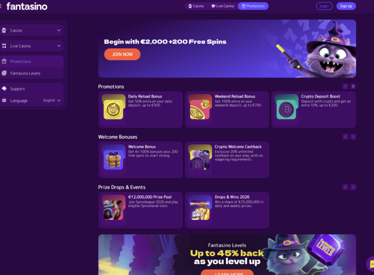 Fantasino Promotions Page