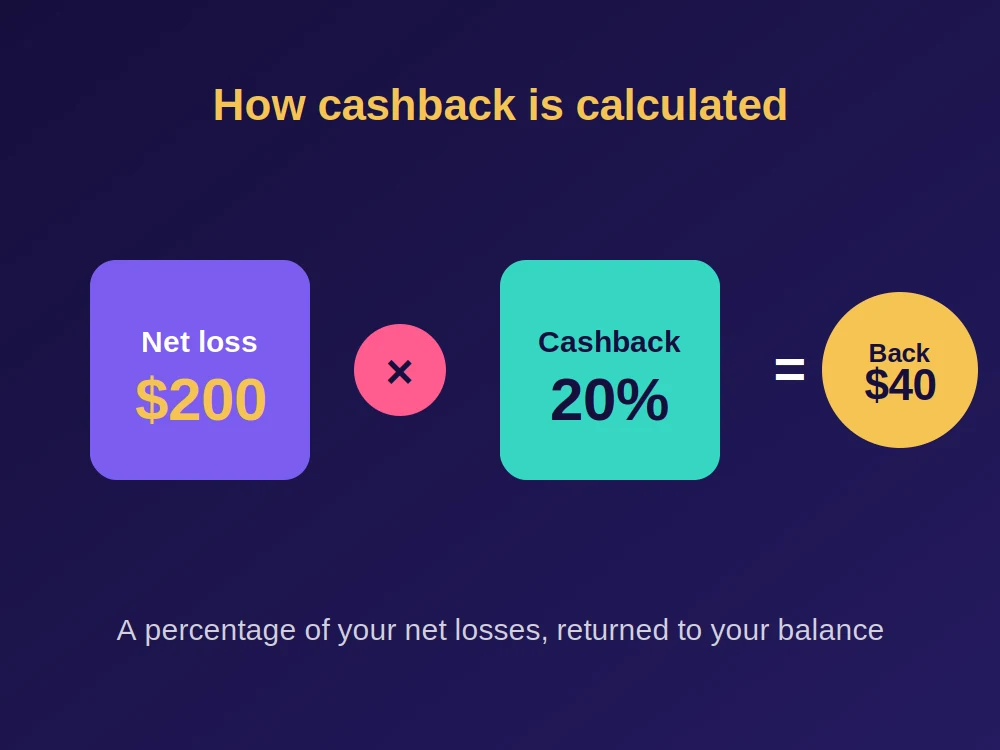 How a cashback casino bonus is calculated from net losses