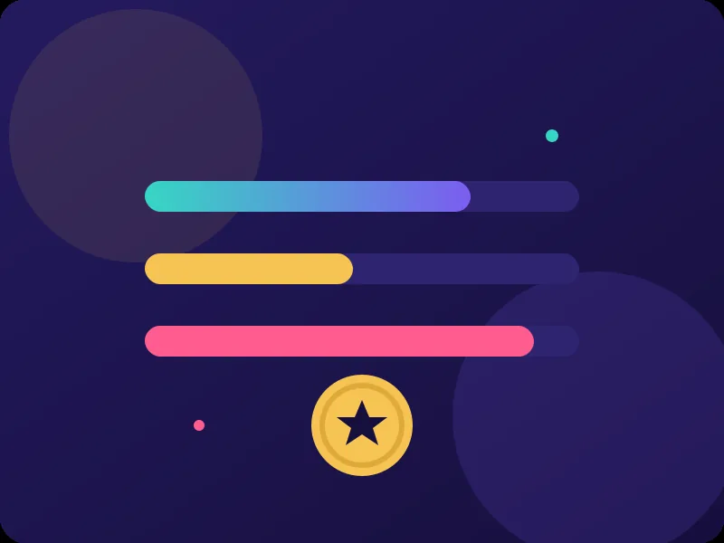 Casino gamification progress bars and reward points