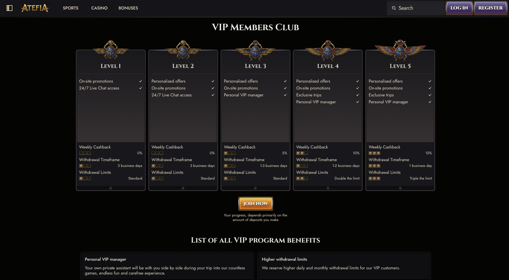 VIP loyalty program and player rewards