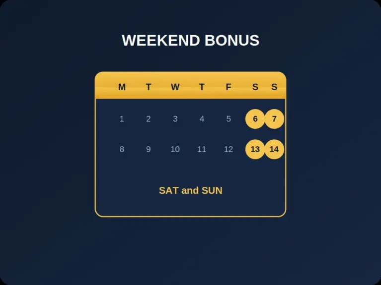 Calendar with Saturday and Sunday circled for casino promotions